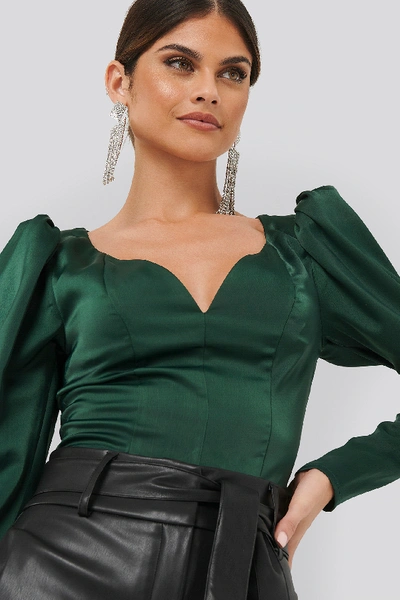 Shop Chloé Puff Sleeve Blouse - Green In Emerald Green