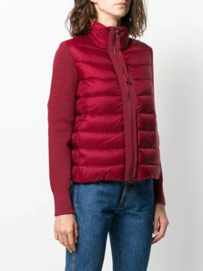 MONCLER KNITTED SLEEVES ZIP-UP JACKET - 红色