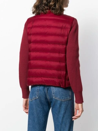 MONCLER KNITTED SLEEVES ZIP-UP JACKET - 红色