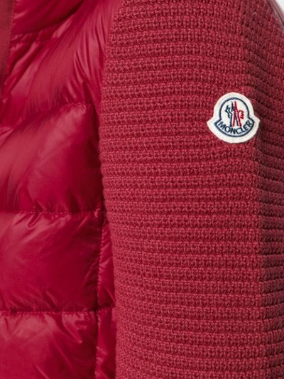 MONCLER KNITTED SLEEVES ZIP-UP JACKET - 红色