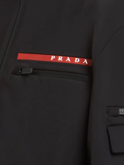 Shop Prada Double Technical Jersey Blouson Jacket In Black