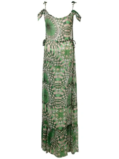 Shop Amir Slama Printed Silk Maxi Dress In Green