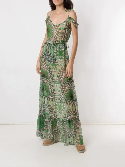 Shop Amir Slama Printed Silk Maxi Dress In Green