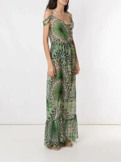 Shop Amir Slama Printed Silk Maxi Dress In Green