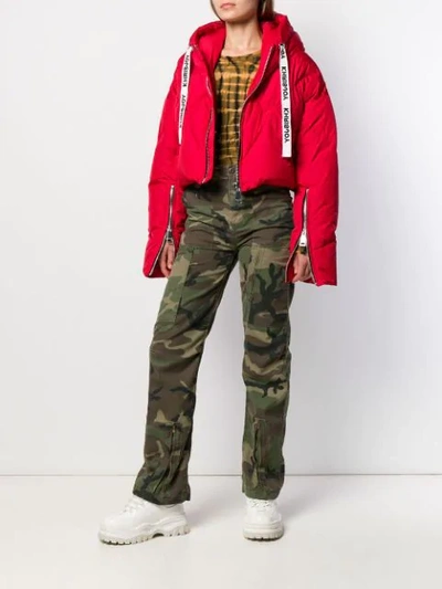 Shop Khrisjoy Cropped Puffer Jacket - Red
