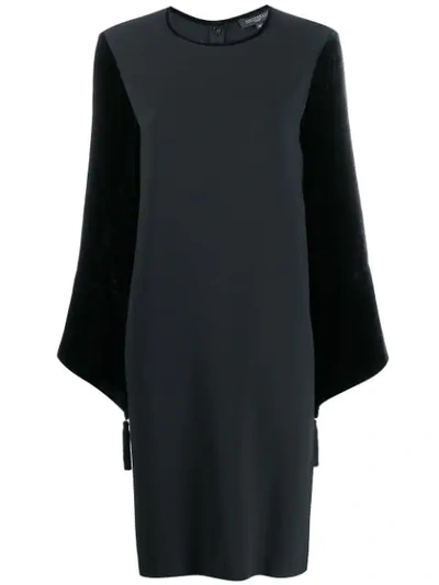 Shop Antonelli Velvet Sleeved Dress In Black