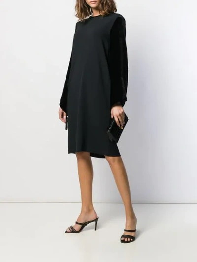 Shop Antonelli Velvet Sleeved Dress In Black
