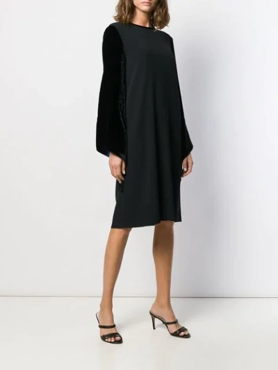 Shop Antonelli Velvet Sleeved Dress In Black