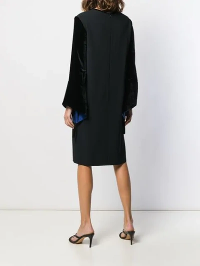 Shop Antonelli Velvet Sleeved Dress In Black