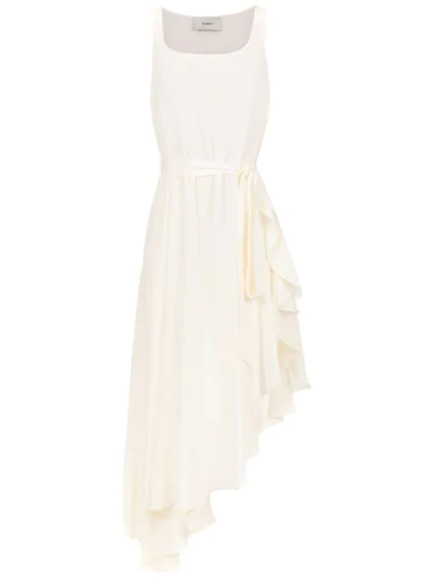white silk midi dress