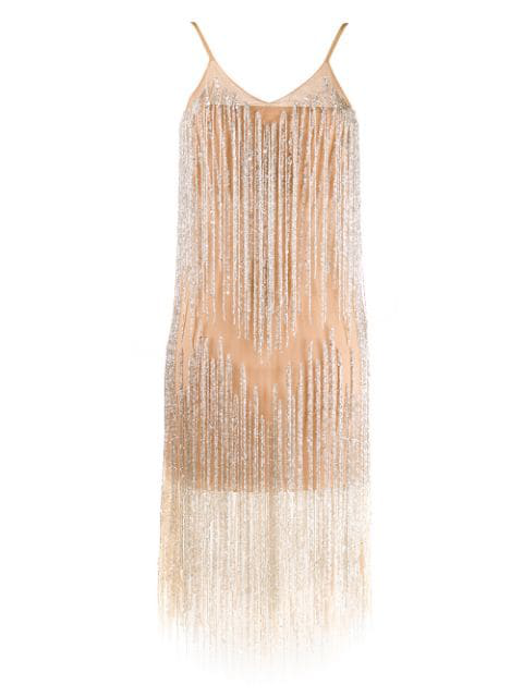 beige fringe dress