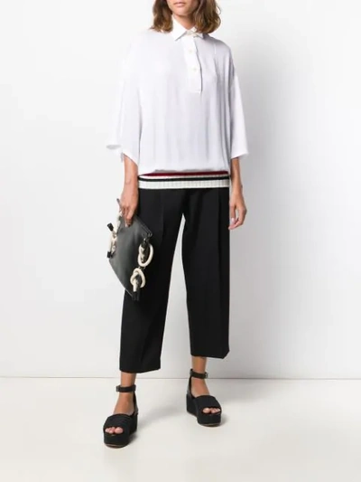 Shop Loewe Knitted Trim Blouse In White