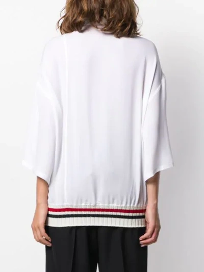 Shop Loewe Knitted Trim Blouse In White