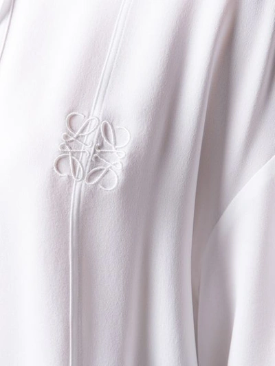 Shop Loewe Knitted Trim Blouse In White