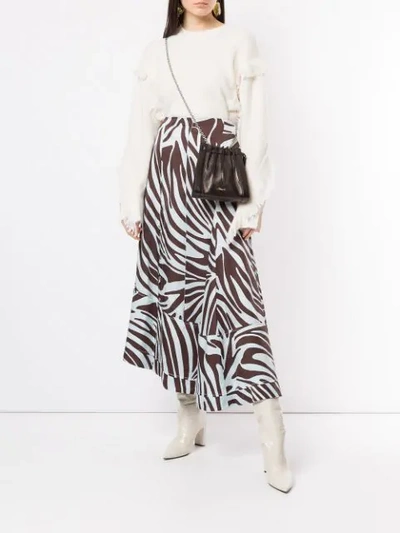 Shop 3.1 Phillip Lim / フィリップ リム Zebra Print Asymmetric Flared Skirt In Brown