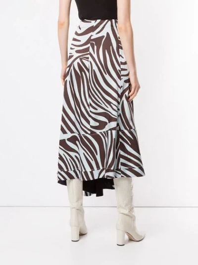 Shop 3.1 Phillip Lim / フィリップ リム Zebra Print Asymmetric Flared Skirt In Brown