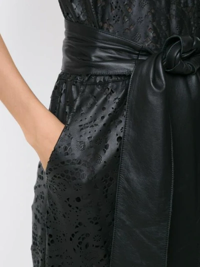 Shop Andrea Bogosian Cut Out Pattern Leather Jumpsuit In Black