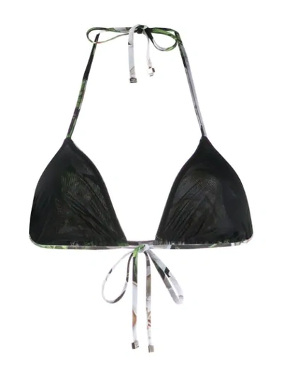 Shop Dolce & Gabbana Rose Print Bikini Top In Black