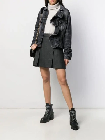 Shop Miu Miu Belted Mini Skirt In 308 Grey