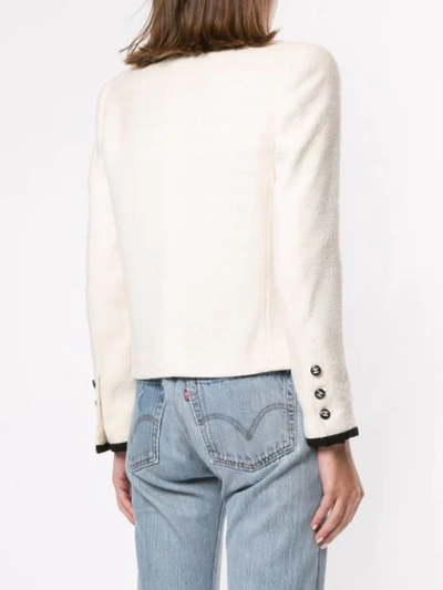 Pre-owned Chanel Woven Straight Jacket In White