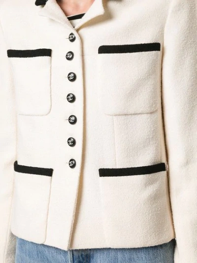 Pre-owned Chanel Woven Straight Jacket In White