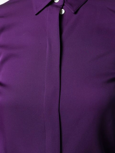Shop Theory Slim-fit Silk Shirt In Purple