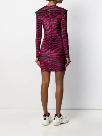 Shop Just Cavalli Ruffled Trim Scribble Print Dress In Pink