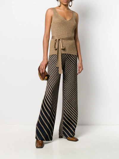 Shop Missoni Knitted Metallic Striped Trousers In Sm0pu