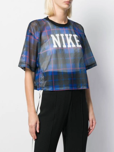 Shop Nike Cropped Mesh T-shirt In Blue