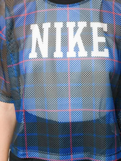 Shop Nike Cropped Mesh T-shirt In Blue