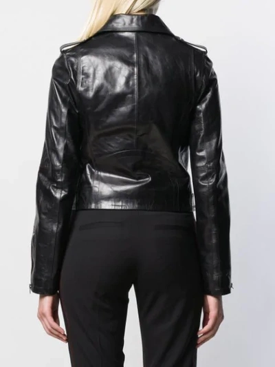 Shop Isabel Benenato Cropped Leather Jacket In Black