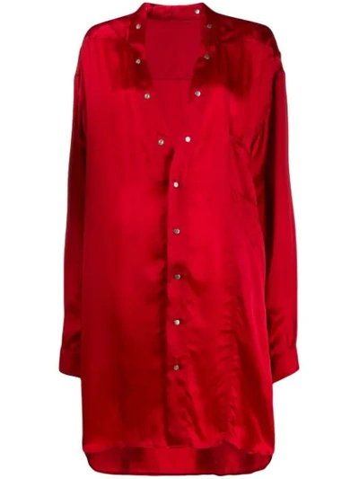 Shop Rick Owens Snap-button Satin Shirt In Red