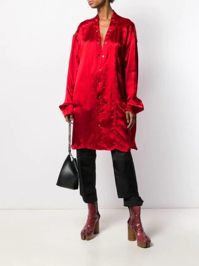 Shop Rick Owens Snap-button Satin Shirt In Red