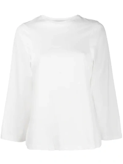 Shop Totême Fluted Sleeve T-shirt In White
