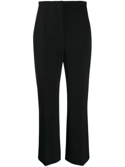 Shop Alberta Ferretti Cropped Twill Trousers In Black