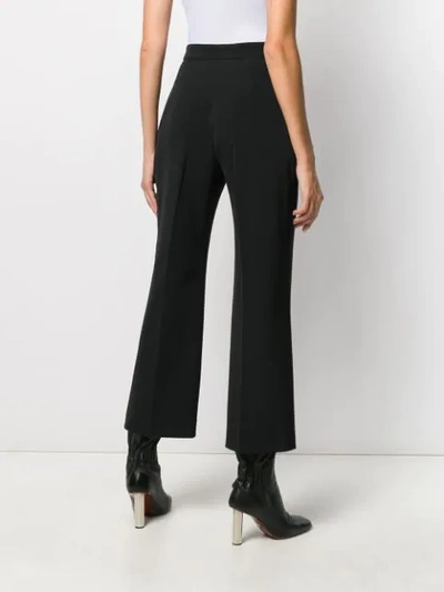 Shop Alberta Ferretti Cropped Twill Trousers In Black