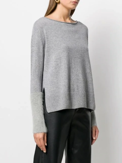 Shop Antonelli Round Neck Knit Sweater In Grey