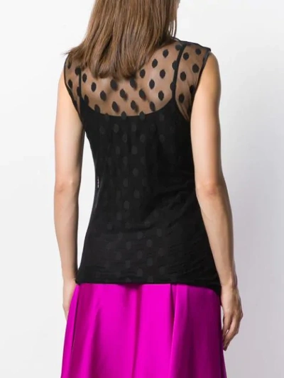 Shop Styland Dot Embroidered Mesh Top In Black