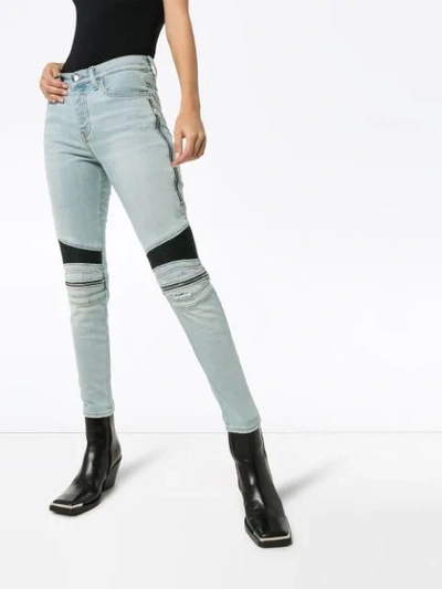 Shop Amiri Mx2 Zipped Skinny Jeans In Blue