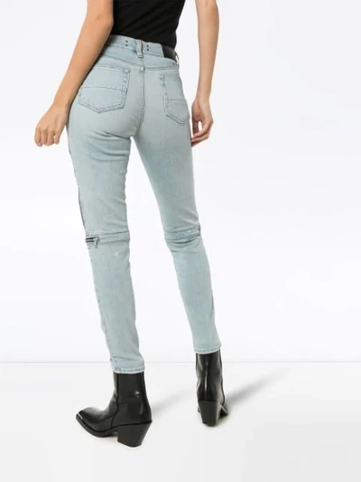 Shop Amiri Mx2 Zipped Skinny Jeans In Blue