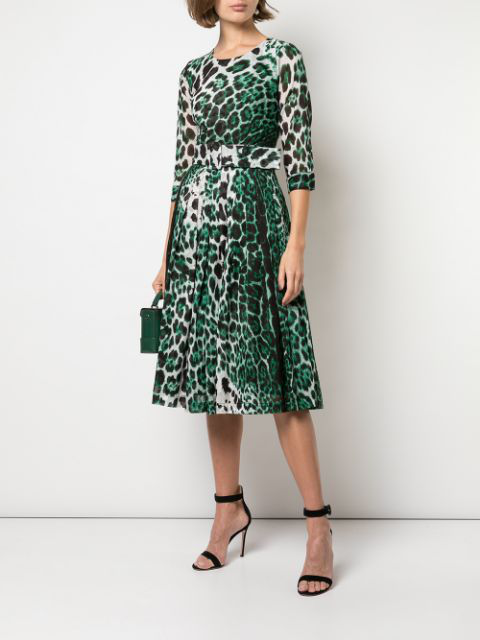 Samantha Sung Leopard-print Dress In Green | ModeSens