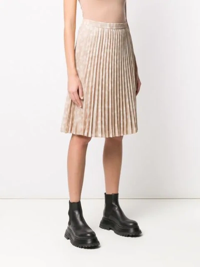 Shop Burberry Deer Print Pleated Skirt In A7651 Soft Fawn Ip Pttn