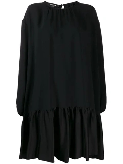 Shop Rochas Pleated Shift Dress In Black