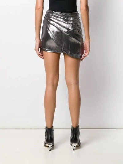Shop Retroféte Draped Fitted Skirt In Silver