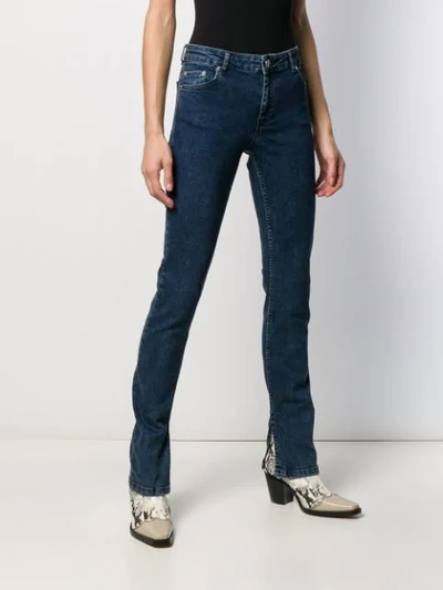 Shop Ganni Cult Side Slit Slim-fit Jeans In 5 Bleach Blue Denim