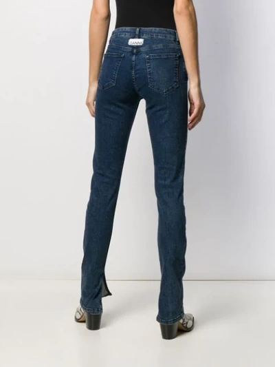 Shop Ganni Cult Side Slit Slim-fit Jeans In 5 Bleach Blue Denim