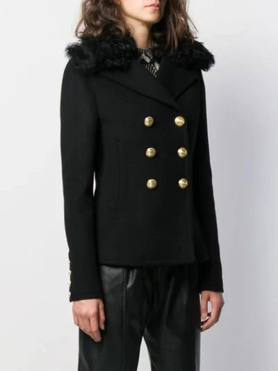 Shop Paco Rabanne Combined Shearling Jacket In Black