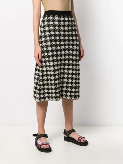 Shop Gucci Houndstooth-print A-line Skirt In Black