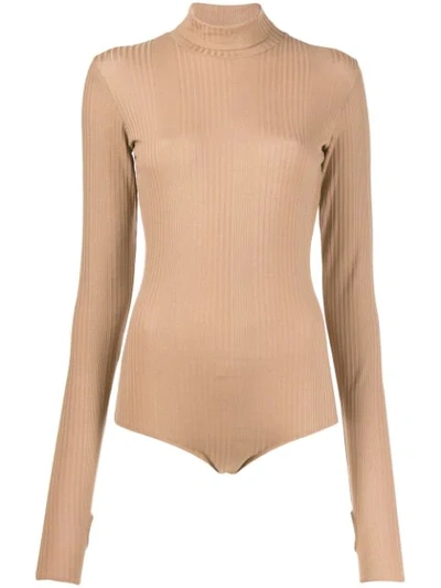 Shop Mm6 Maison Margiela Gerippter Body In Neutrals