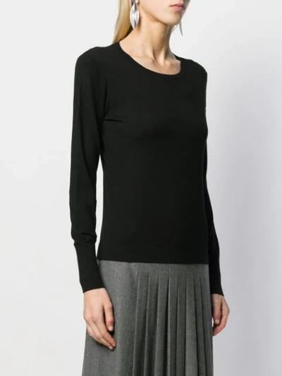 Shop Liu •jo Embellished Sleeve Knit Sweater In 22222 Nero